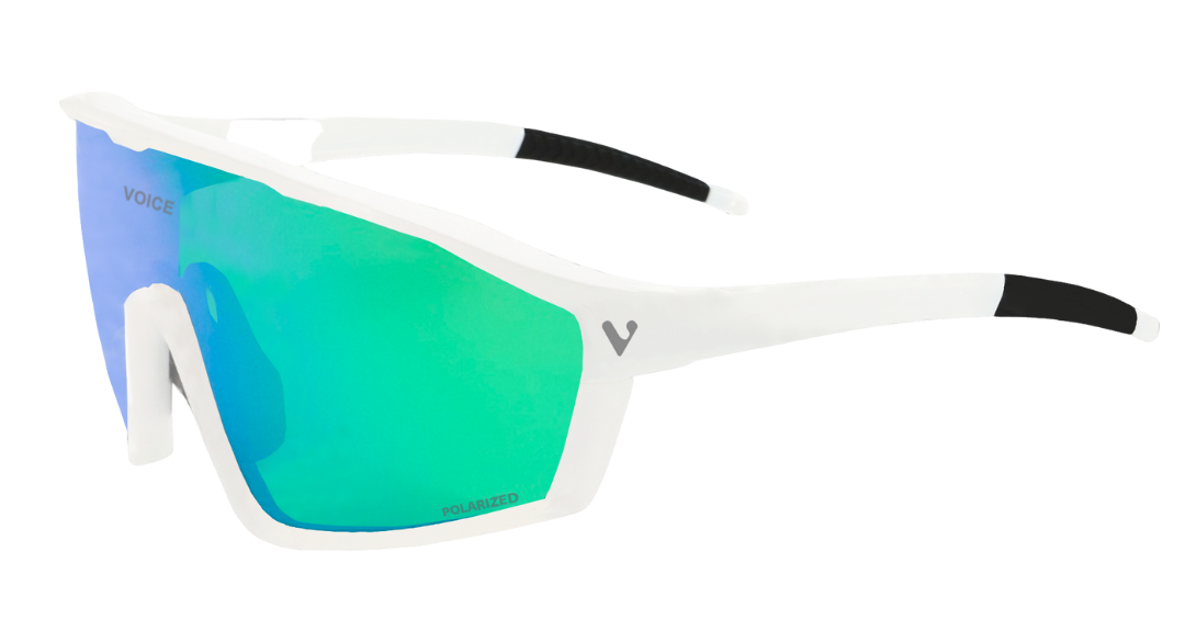 Gafa deportiva VOICE KORO White con lente verde polarizada